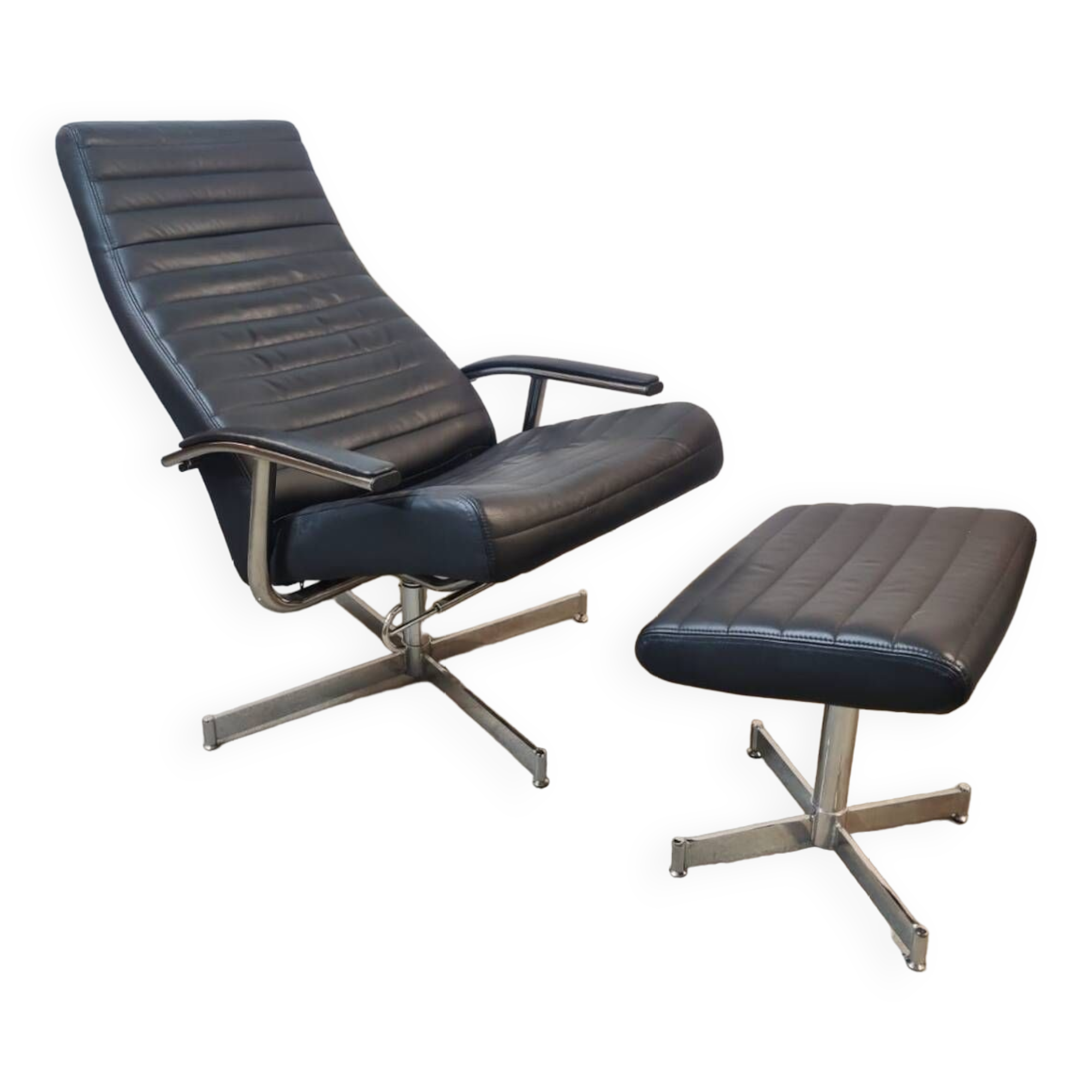 Fauteuil lounge et ottoman vintage