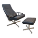 Fauteuil lounge et ottoman vintage