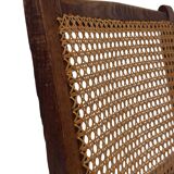 Fauteuil Art Déco en chêne tressé, design minimaliste.