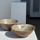 Duo of ceramic bowls interior glazed exterior matt raw earth