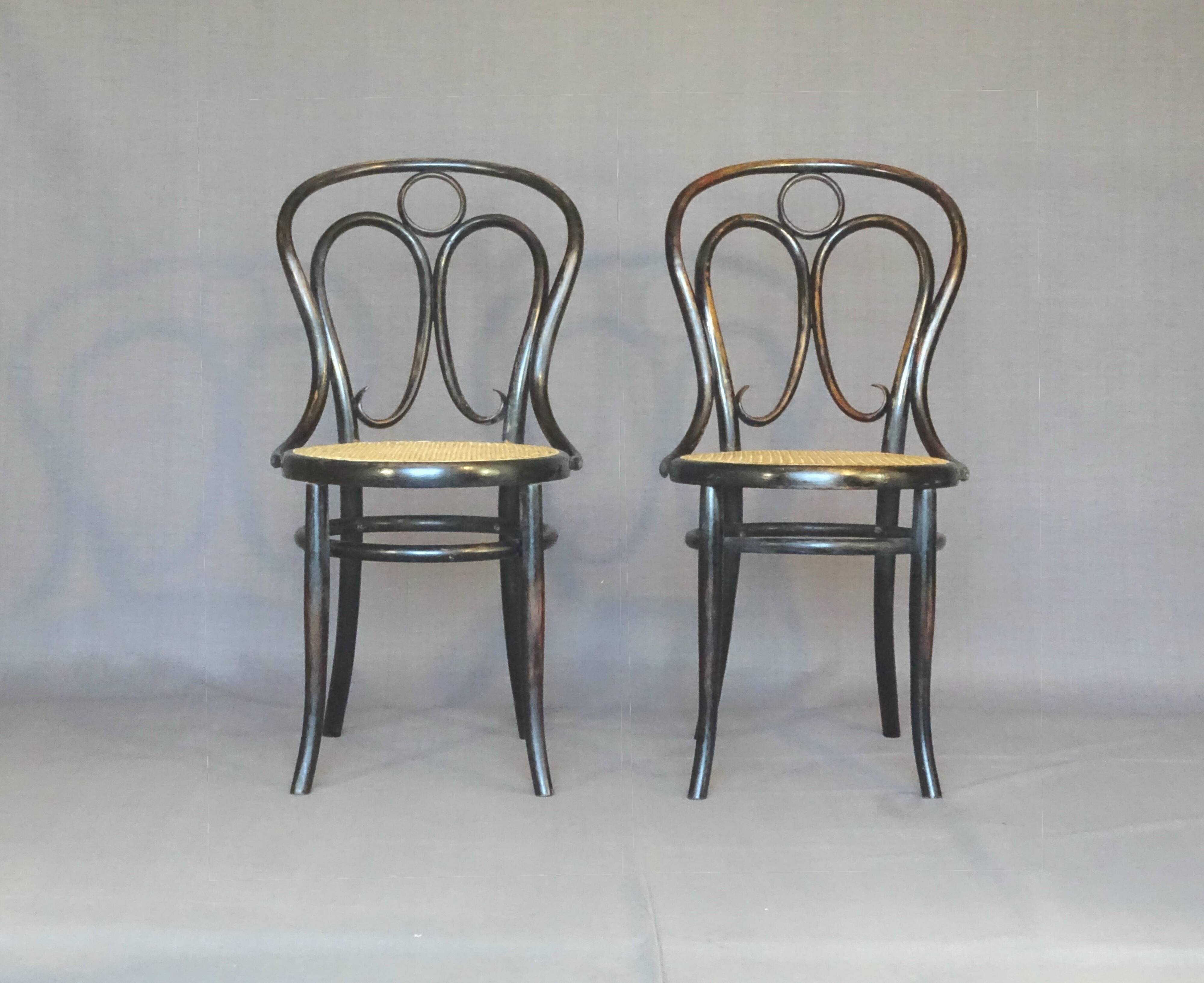 2 KOHN N°35 Art Nouveau bistro chairs -1875- recently hand-caned
