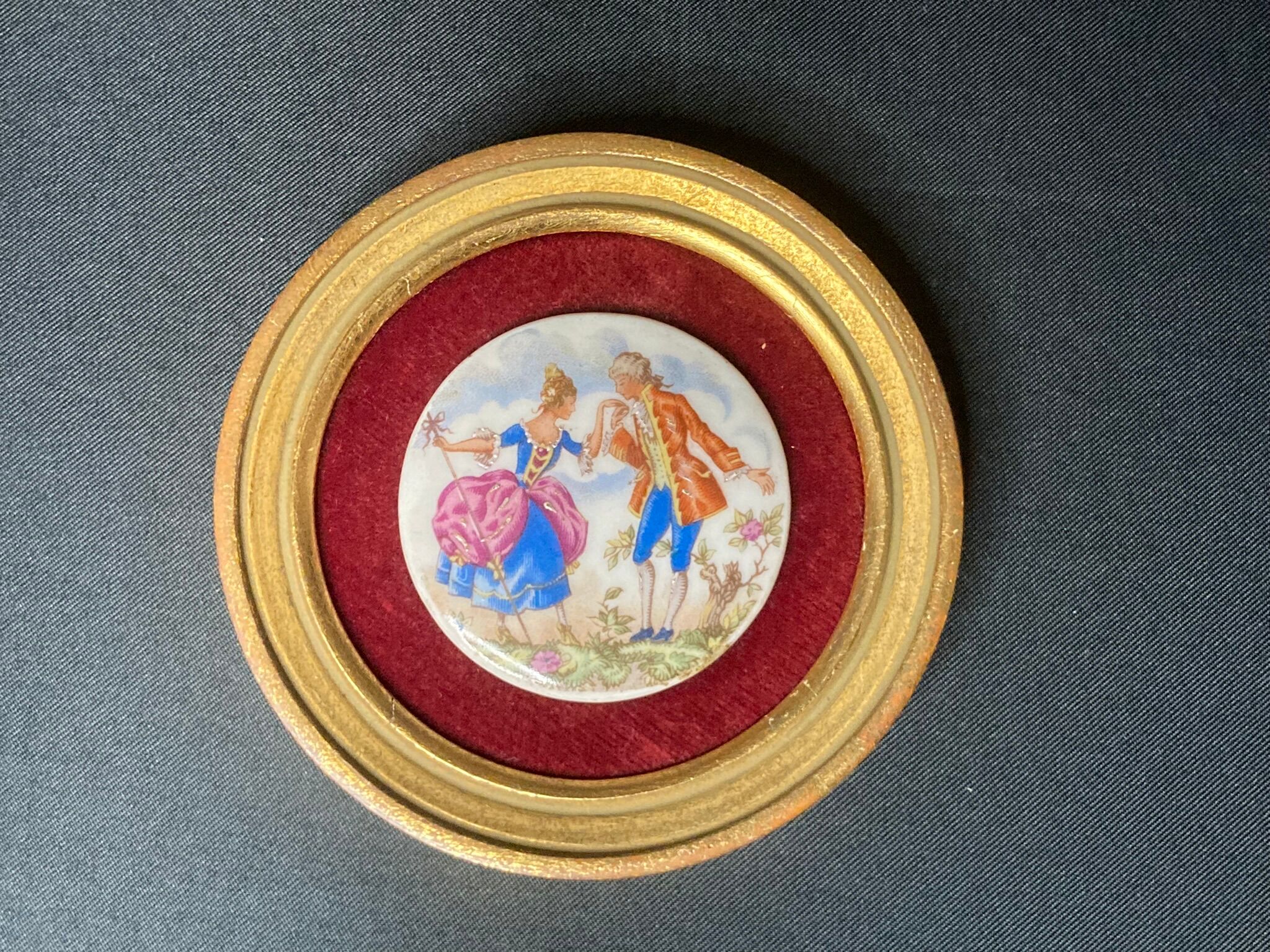 Old miniature frame scene gallant porcelain XXth century