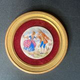 Old miniature frame scene gallant porcelain XXth century