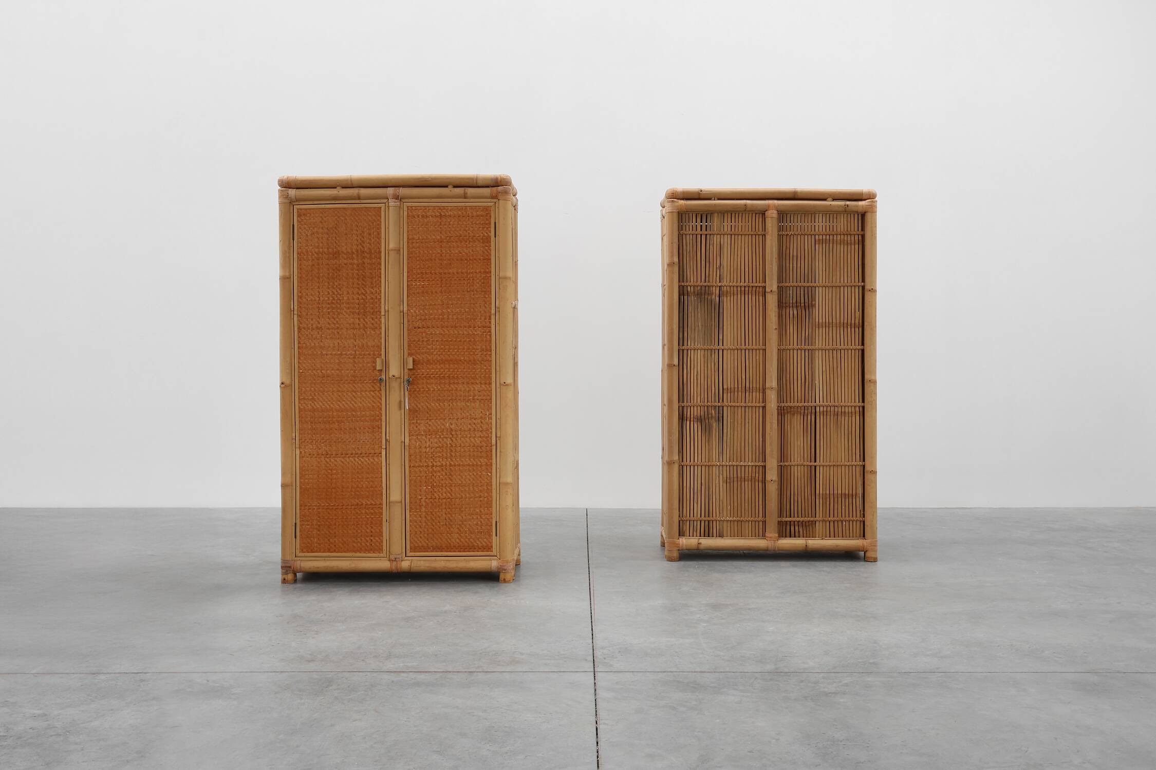 Mid-century bamboo and rattan wardrobe, Italy ca. 1960