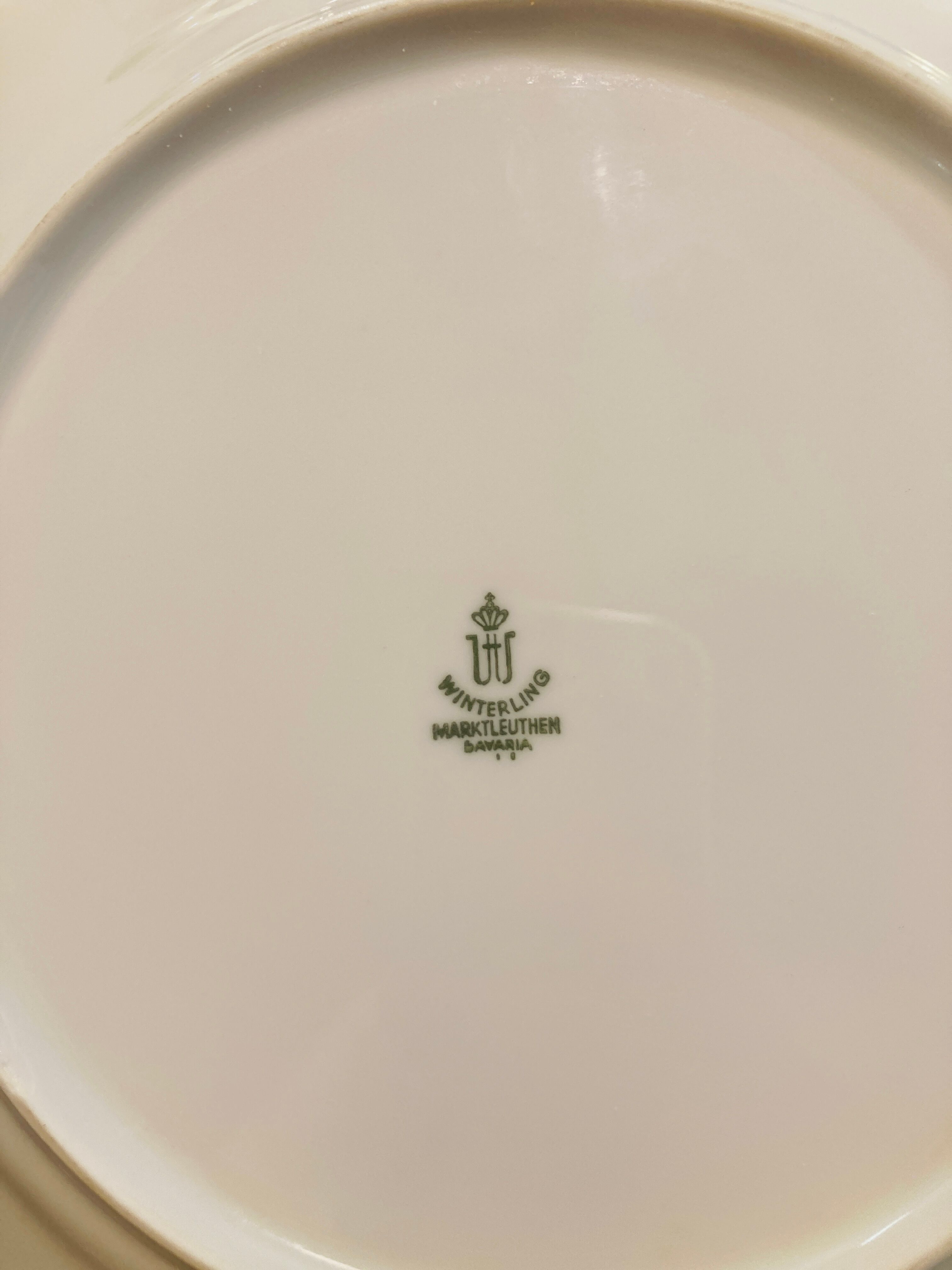 8 plates in white and golden porcelain ctogonales winterling marktleuthen bavaria