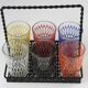 Set of 6 Vintage Lemonade Glasses in Black Metal Carrier — Made in Holland, 1960s/1970s