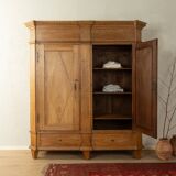 Classicist wardrobe from around 1840, solid oak, Austria