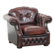 Fauteuil Chesterfield en cuir marbré rouge de style anglais