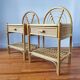 Paire de tables de chevets vintage en rotin clair
