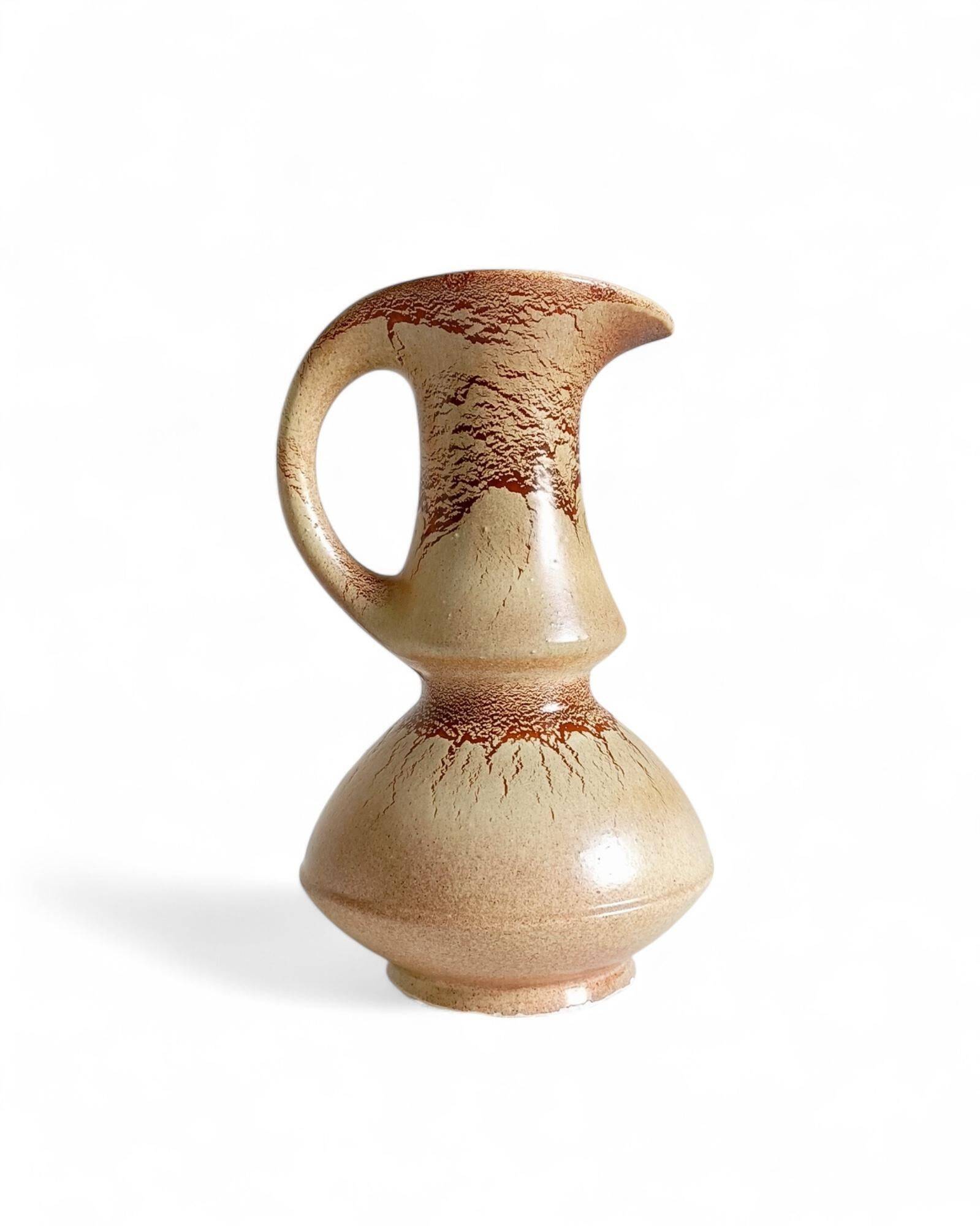 Mid-Century Ceramic Jug Vase by Roberto Rigon for Bertoncello, Signed, 1960s