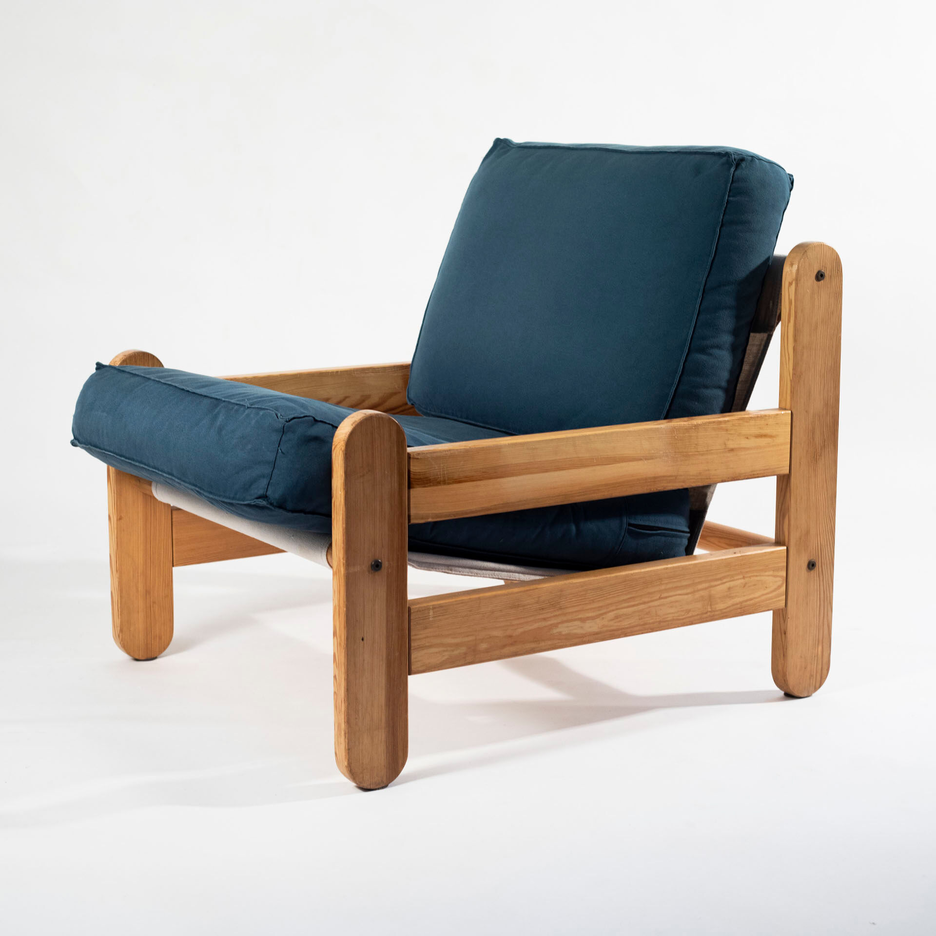 Sling chair in pine, canvas and shipskin, 1970s