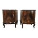 Pair of 1940s Chippendale bedside tables in walnut burl