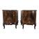 Pair of 1940s Chippendale bedside tables in walnut burl