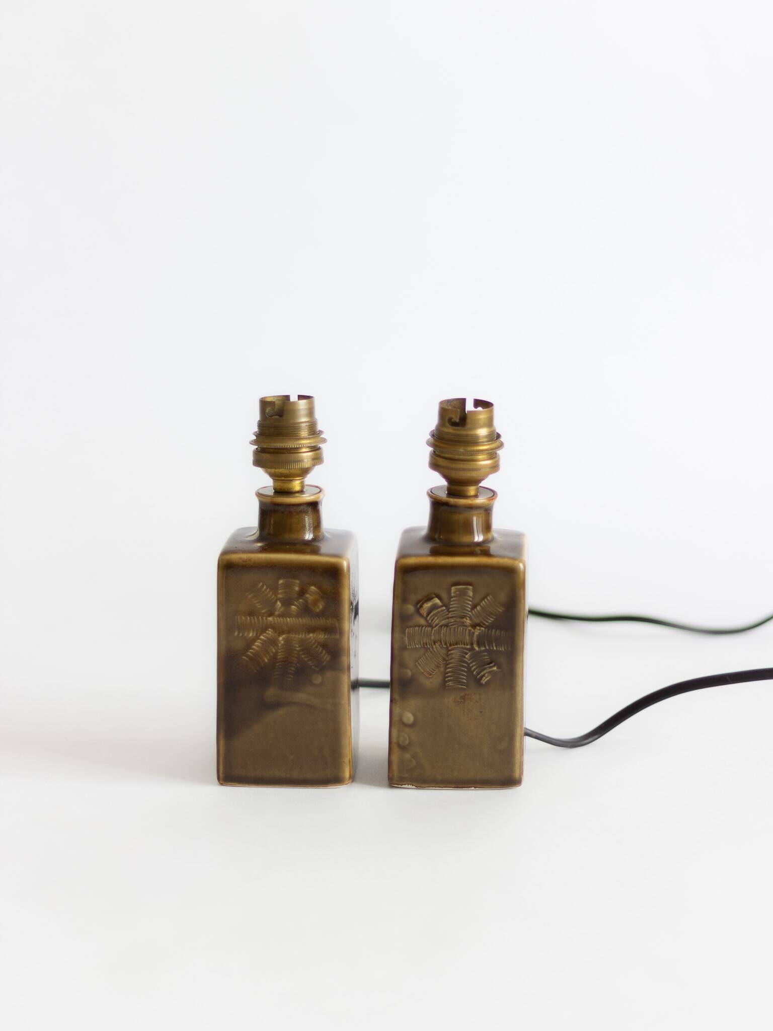 Two glazed ceramic lamps – Signature to be identified – 1960s