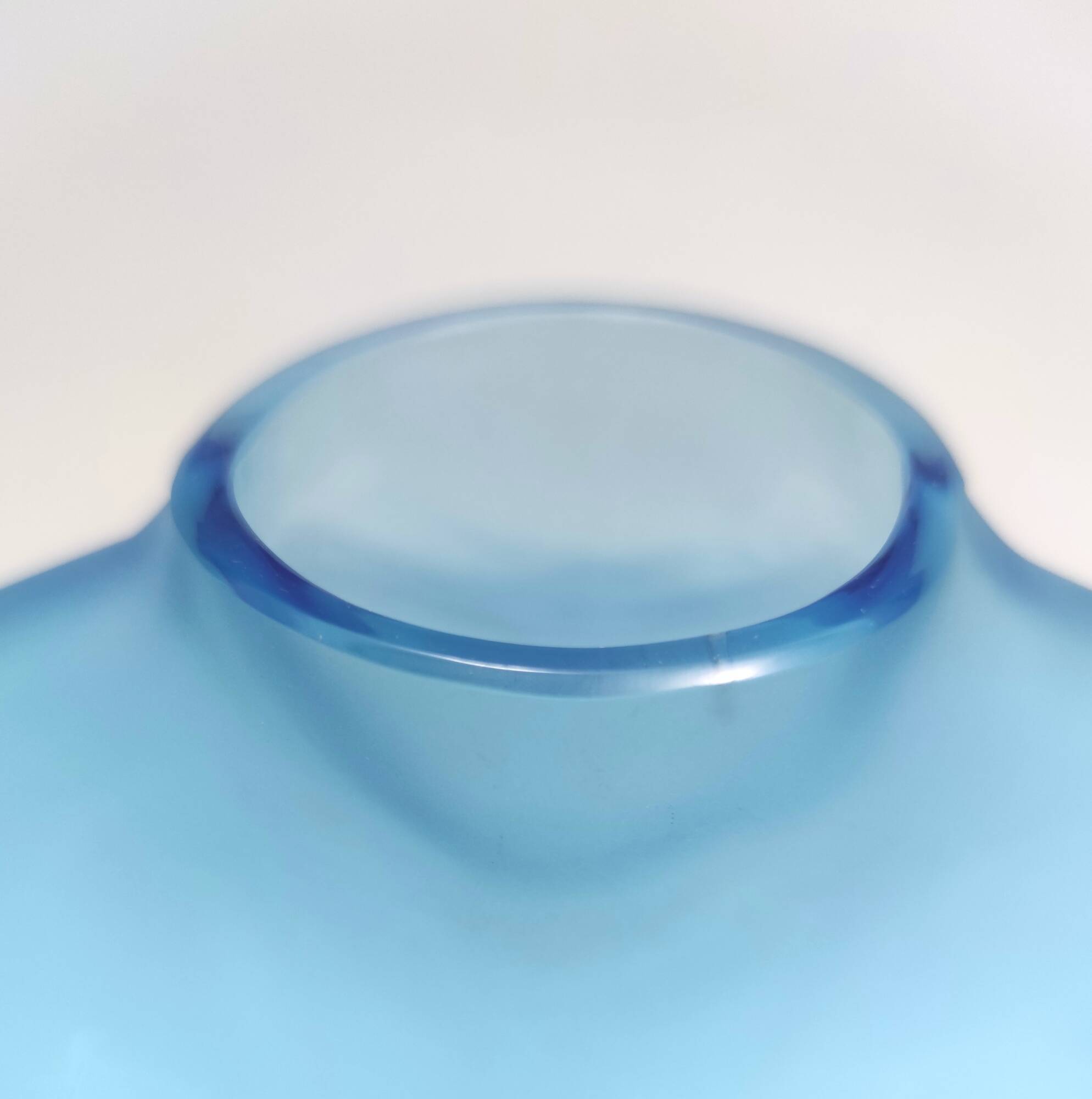 Round Cyan Murano Glass Bottle by Alfredo Barbini, Italy, 1980s