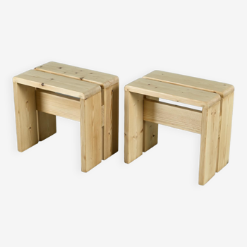 Pair of pine stools, French Alps circa 1970
