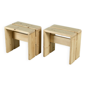 Pair of pine stools, French Alps circa 1970