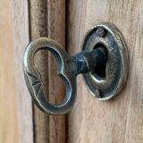 Parisian wardrobe in raw wood with engraved glass from 1920.