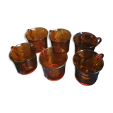 6 tasses vintage en verre ambré Duralex, Espagne