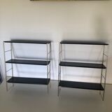 Pair of black string shelves, 1960 - 58x49cm