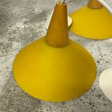 Duo of yellow glass pendant lamps