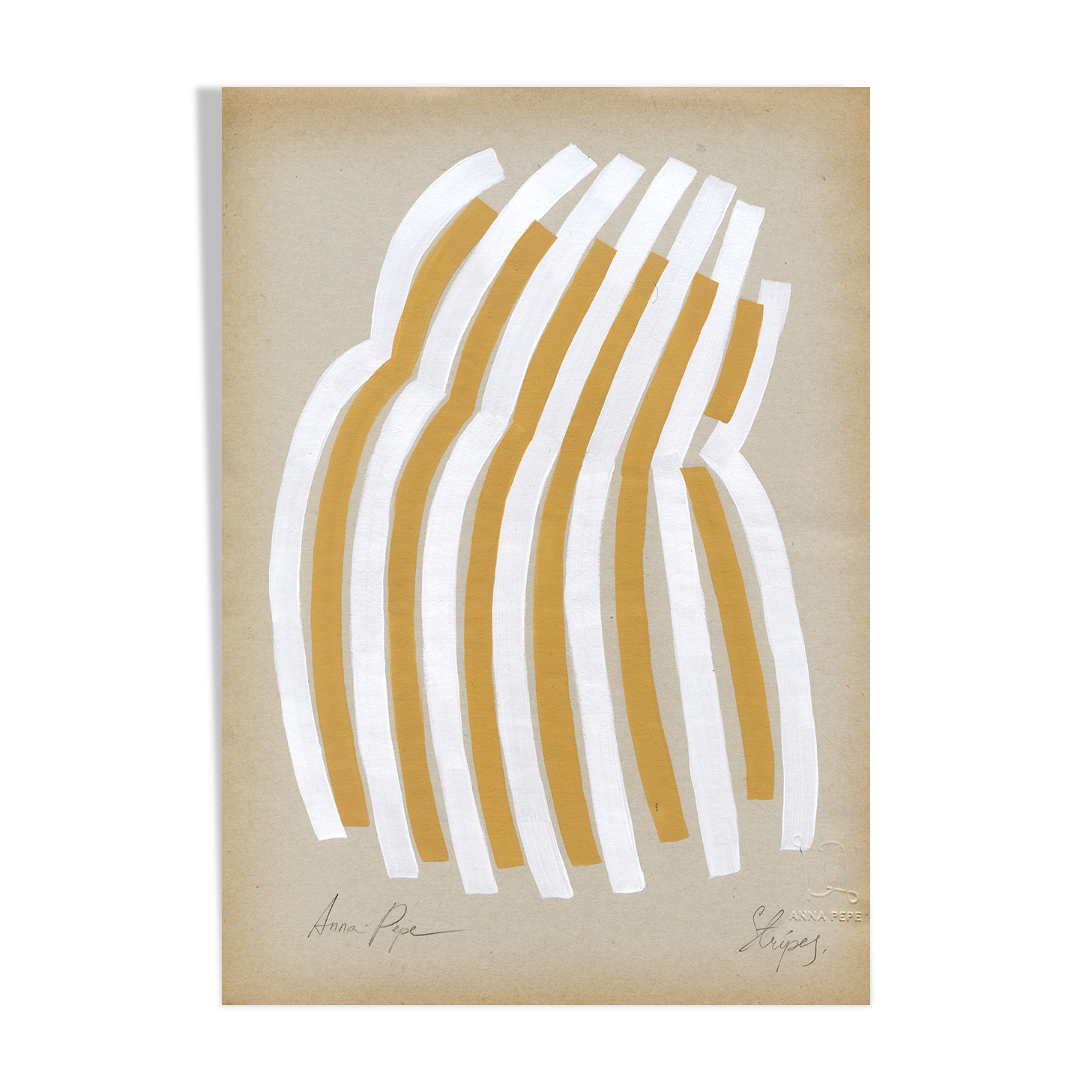 "stripes" original painting on vintage paper