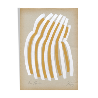« stripes » peinture originale sur papier vintage
