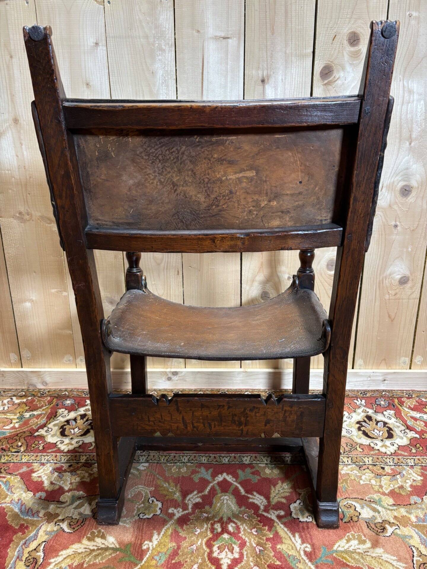 Fauteuil de bureau en chêne et cuir