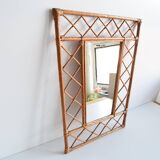 1970s Mid century Rattan wall mirror