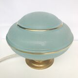 Table lamp in blue granite glass and golden border
