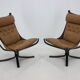 Sigurd Ressell Pair of Falcon Chairs Leather by Vatne Møbler Norway