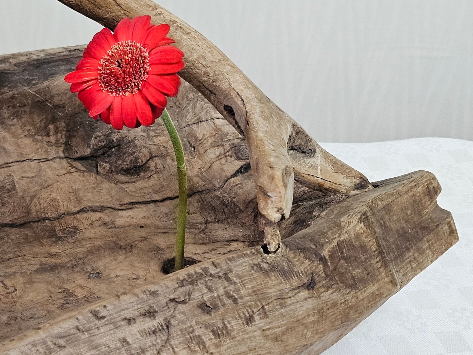 Vintage brutalist olive wood basket