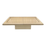 Table basse vintage 70s avec mini-bar intégré (plexy, laiton)