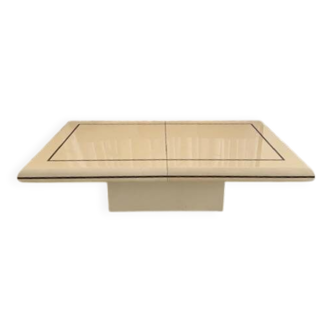 Table basse vintage 70s avec mini-bar intégré (plexy, laiton)