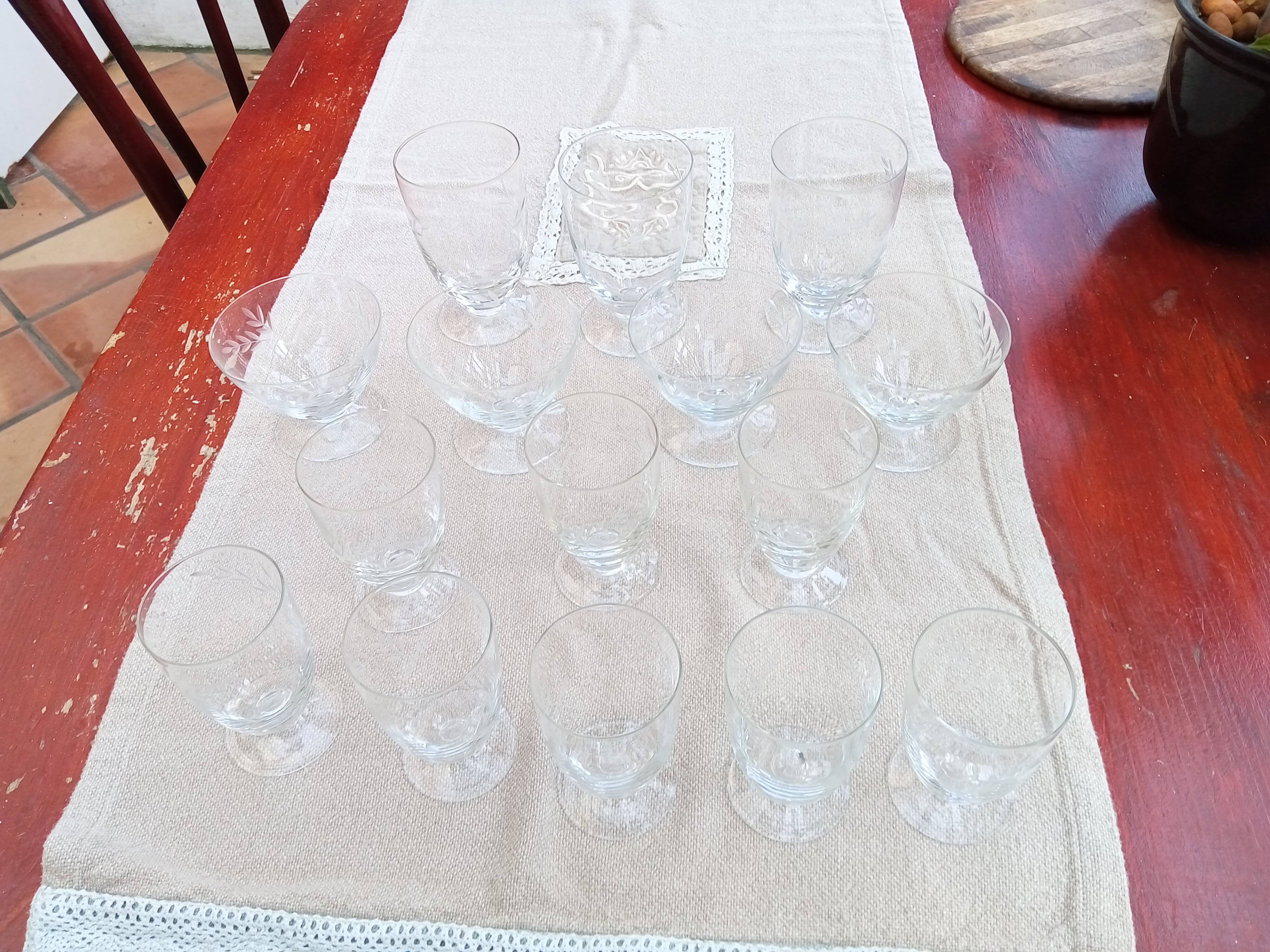 Set of 15 old glasses from the 40s