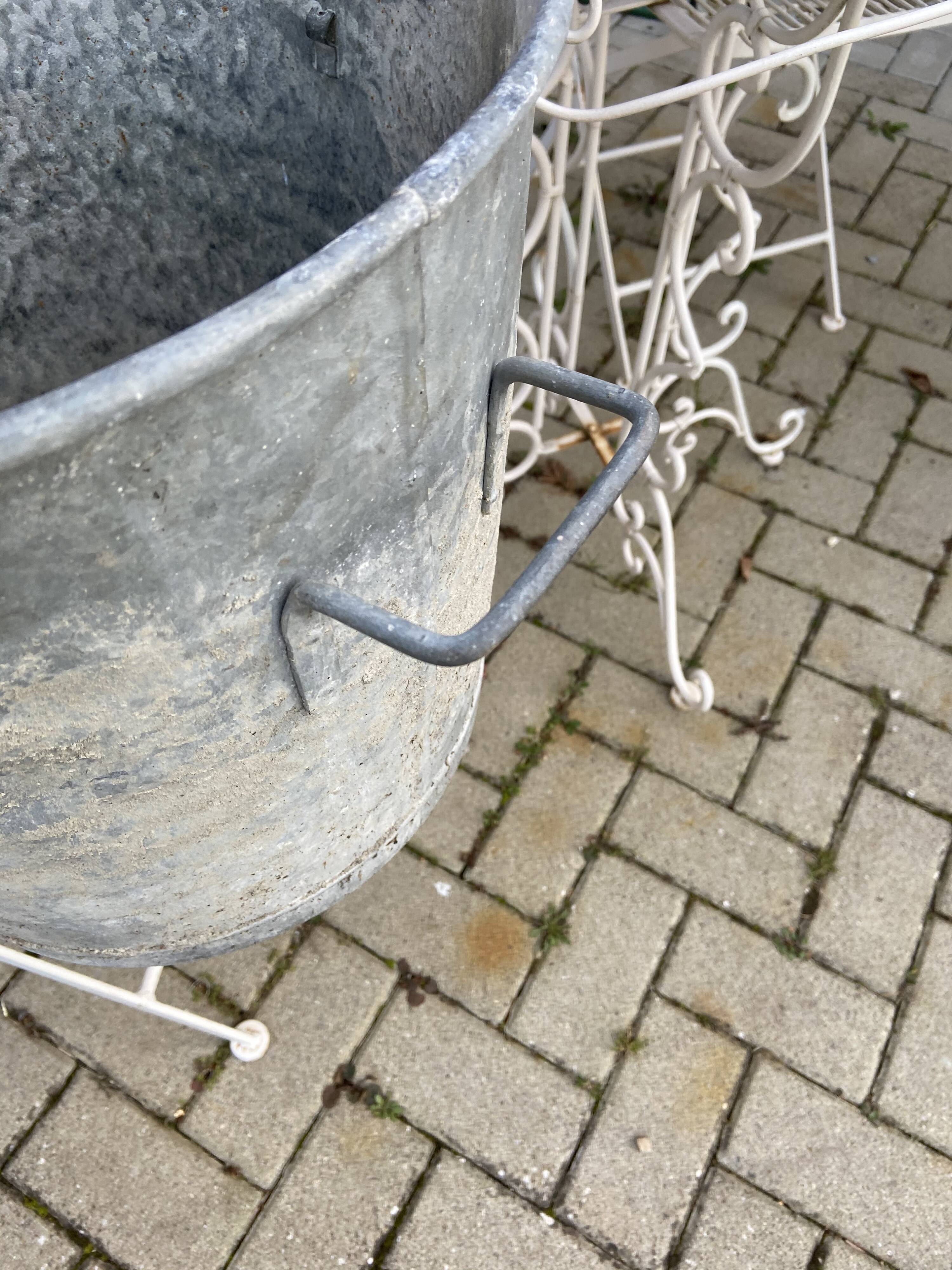 Vintage galvanized zinc basin