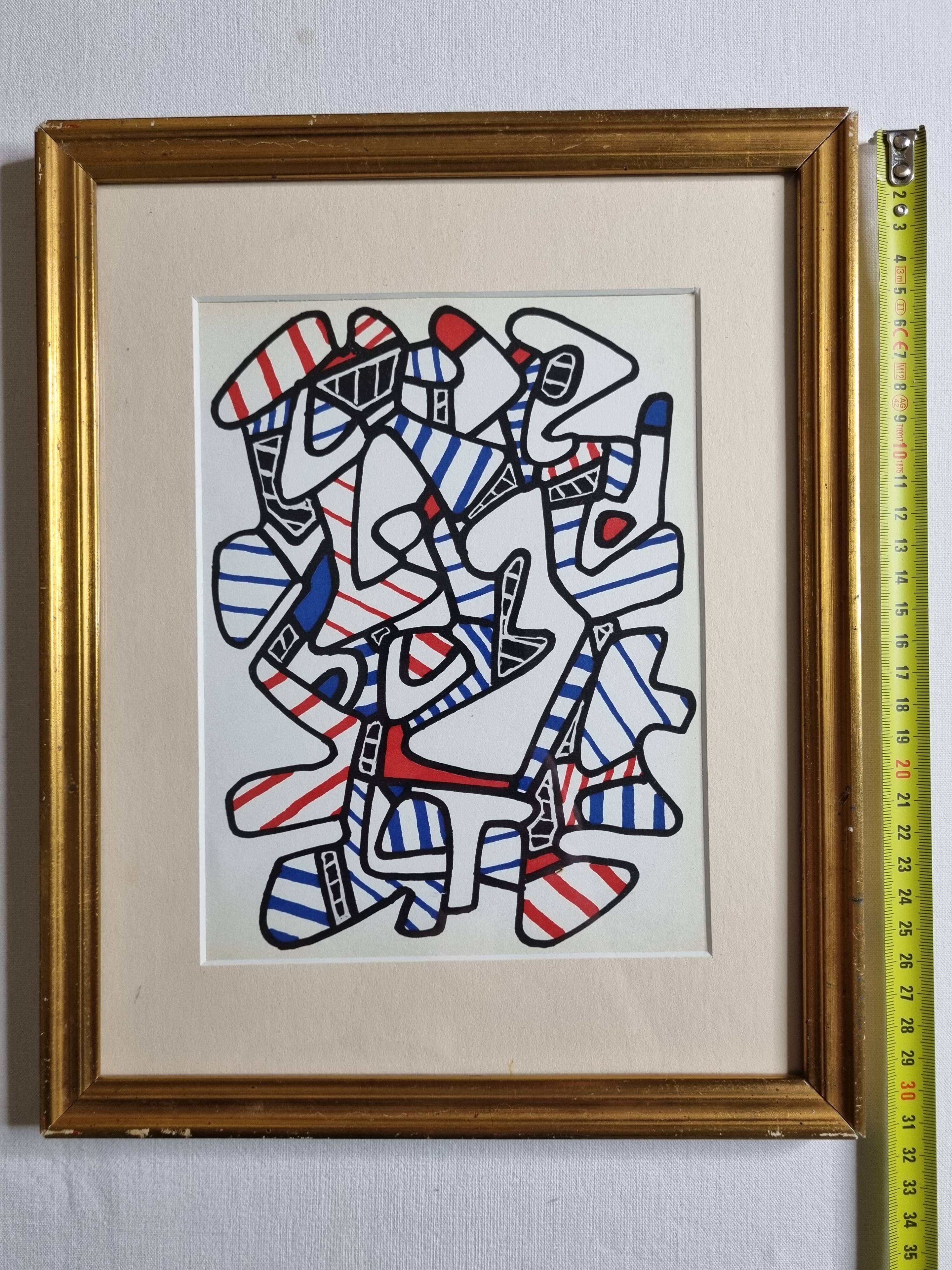 Screenprint after Jean Dubuffet framed under glass 25 cm by 31 cm