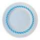 Round vintage plate in earthenware – twisted blue decoration