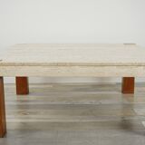 60s coffee table in teak and travertine