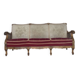 1930s, Danish 3-seater sofa, red furniture velour, furniture mesh.