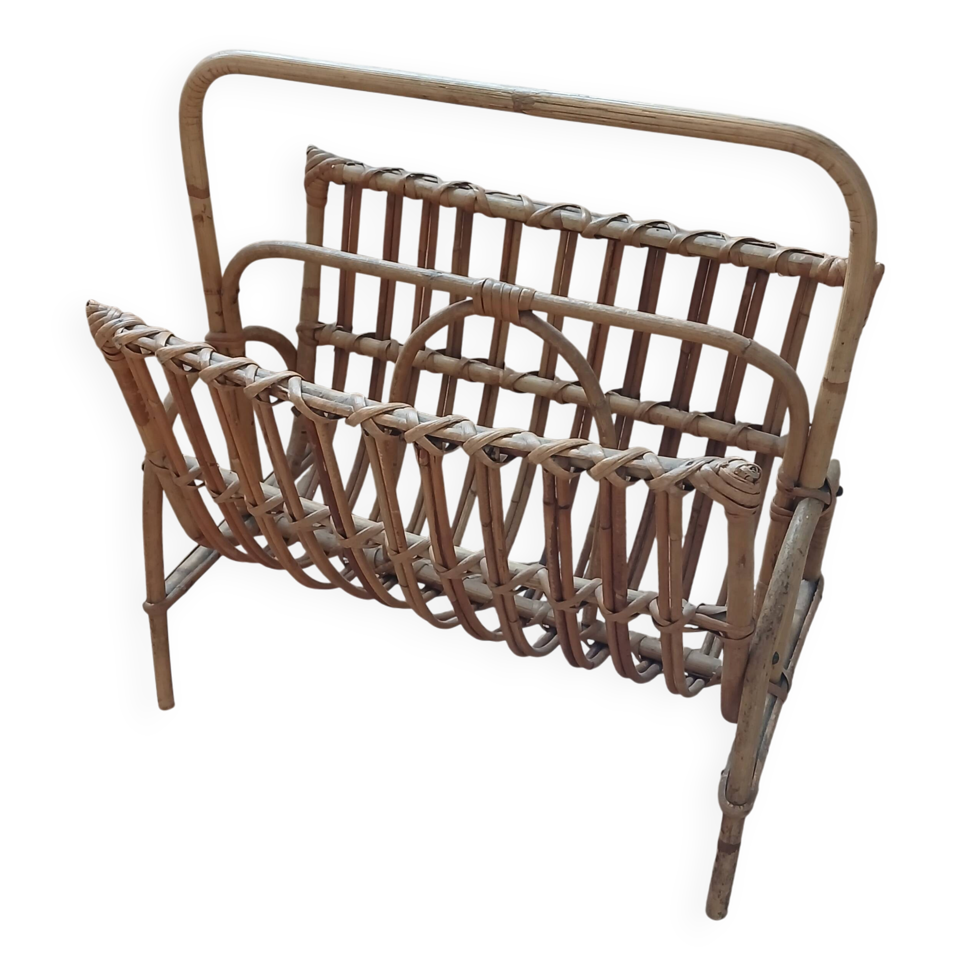 Rattan magazine rack