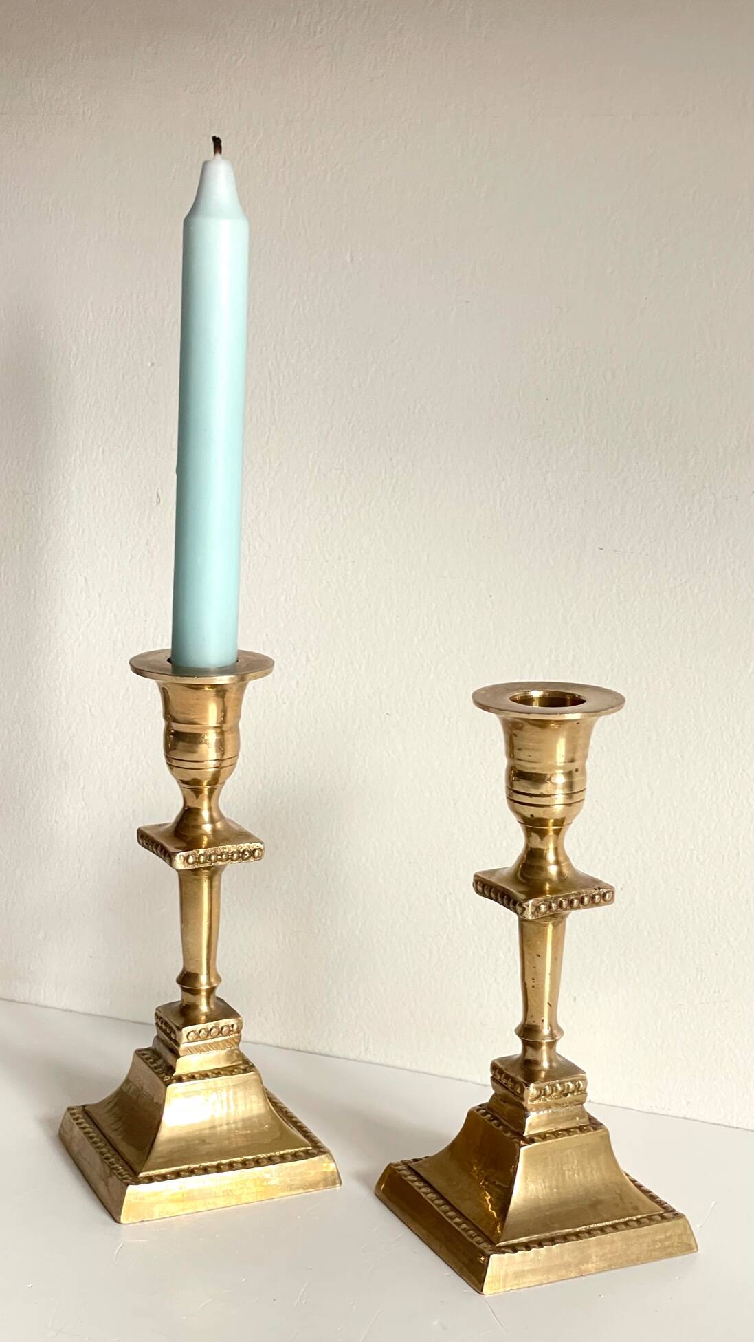 Pair of Vintage INDIA Solid Brass CANDLE HOLDERS