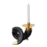 Twisted horn candleholder, resin and brass Italy, circa 1970s