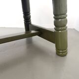 Glossy olive green lacquered dining table — DLG Georges Robert, Circa 1970