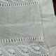 Large embroidered linen sheet with lace