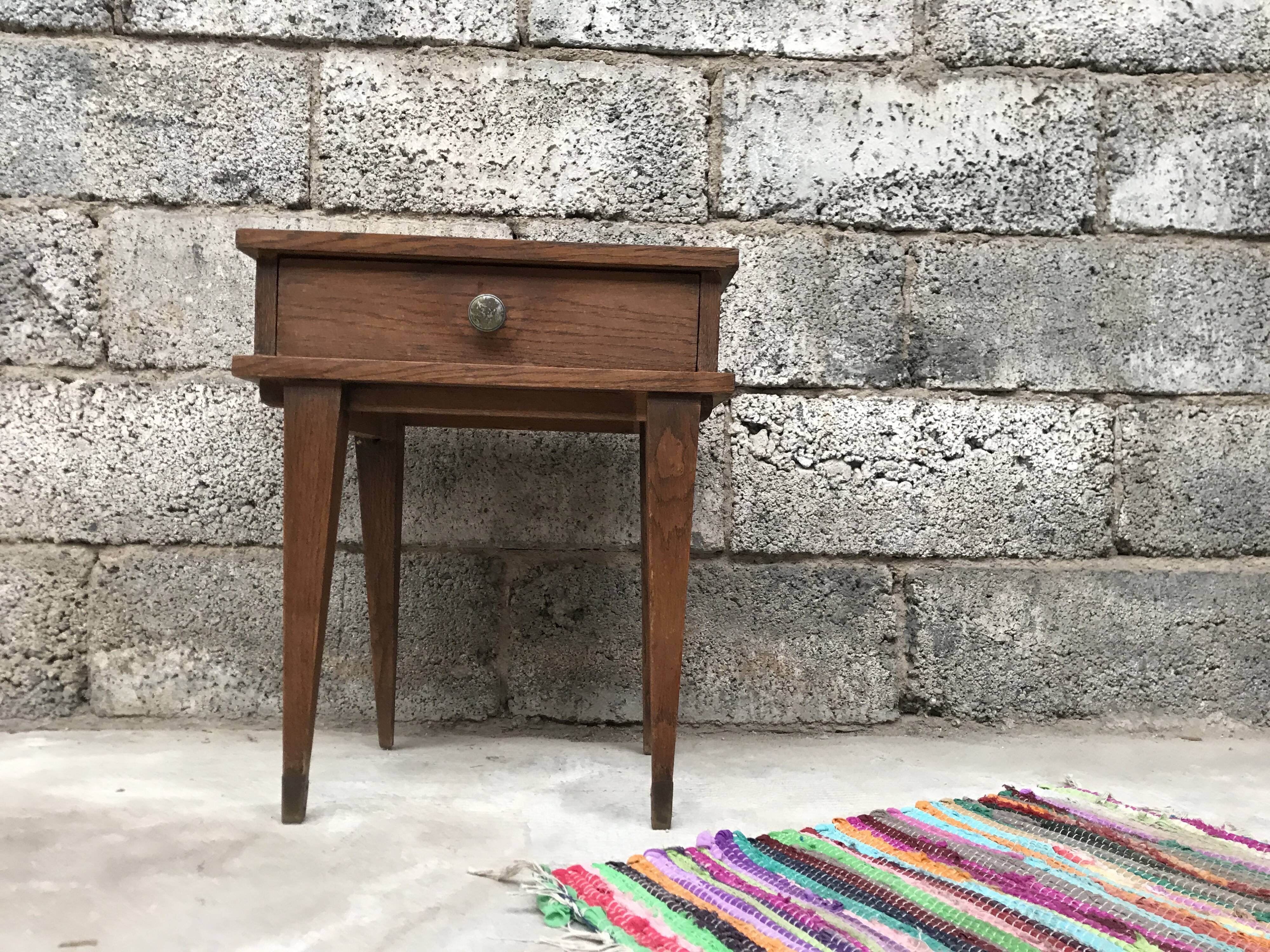 Bedside bedside table end of vintage 1950 vintage sofa - oak - retro bedside