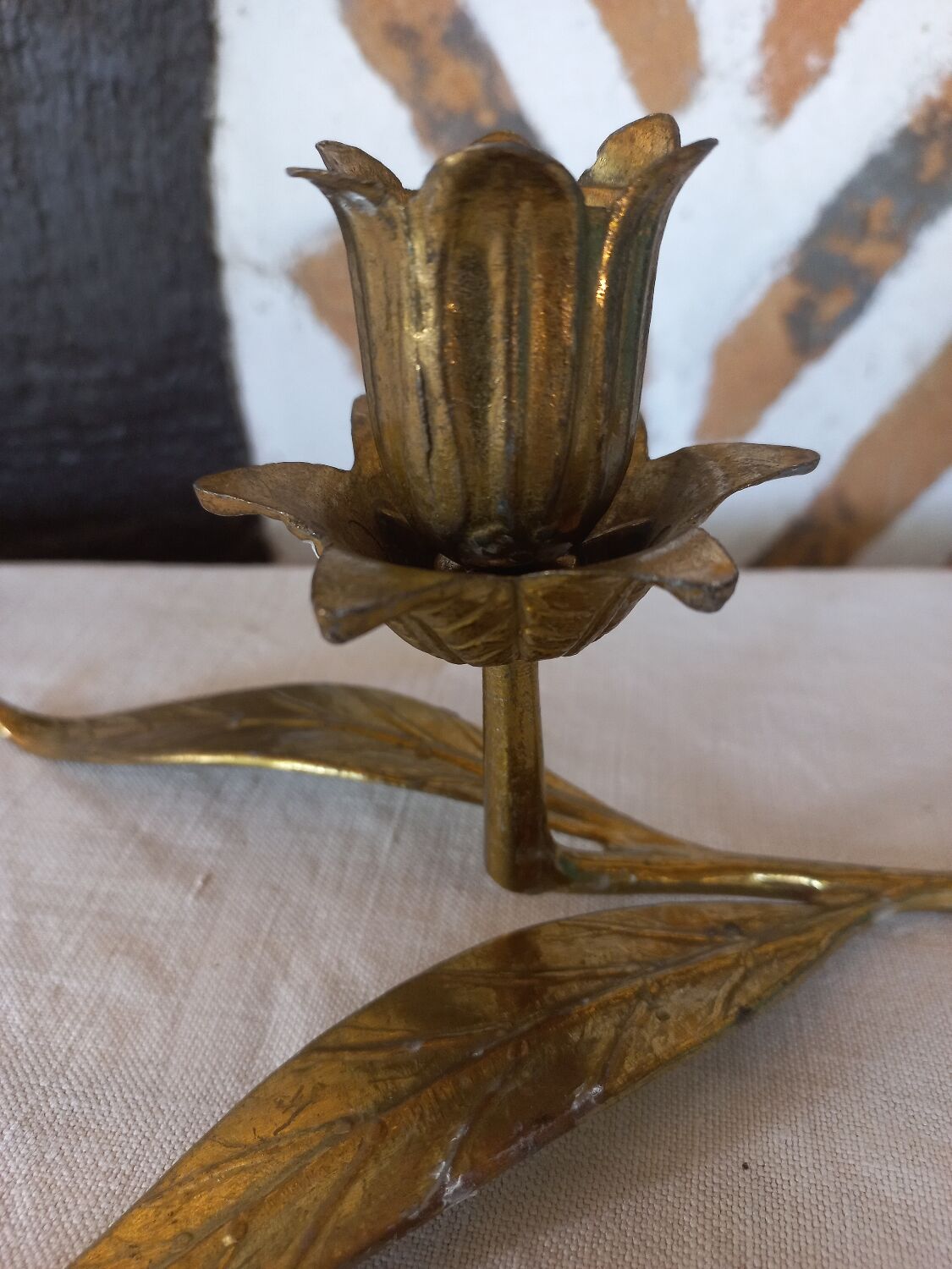 Candlestick candlestick brass flower