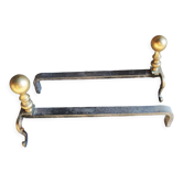 Old brass chenets foot in cabriole