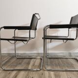 Mid-century chromed leather chairs