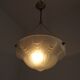 Vintage French 1930s Art Deco Gometric White Glass Ceiling Light